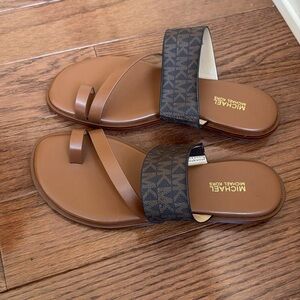 Michael Kors Brown Signature Slide Sandals